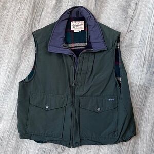 Woolrich Rugged Outdoorwear Vest Mens Sz XL Dark Pine Green wool Lined Full Zip